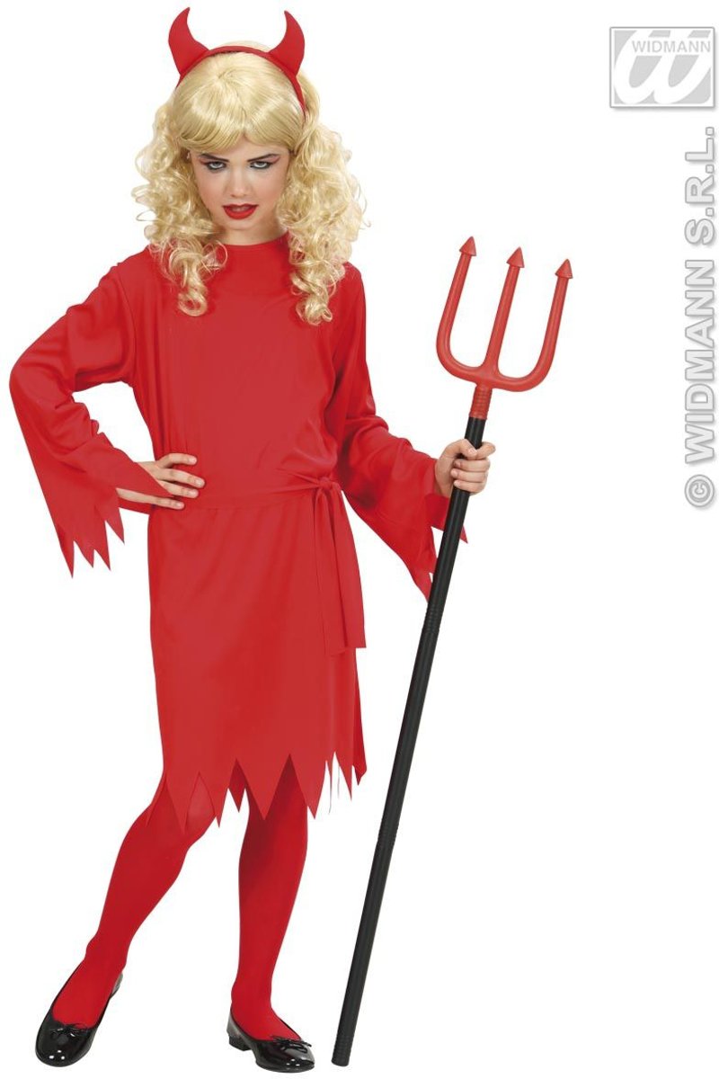 Duivel Kostuum | Schattig Duivel Meisje Rood Kind Kostuum | Maat 158 | Halloween | Verkleedkleding